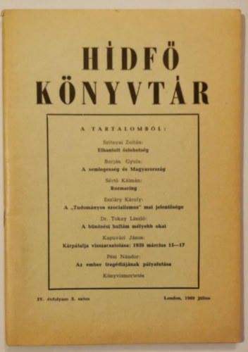 Hídfő Könyvtár IV. évfolyam 3. szám antikvár
