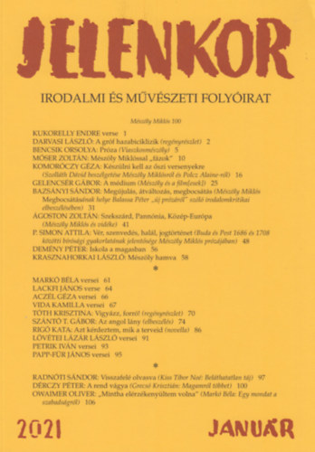 Jelenkor - Irodalmi és művészeti folyóirat - 2021. január könyv