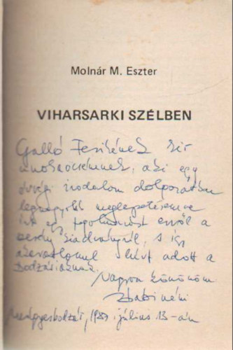 Molnár M. Eszter: Viharsarki szélben- versek könyv