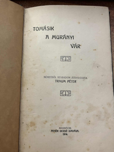 Tomásik Sámuel: A murányi vár antikvár