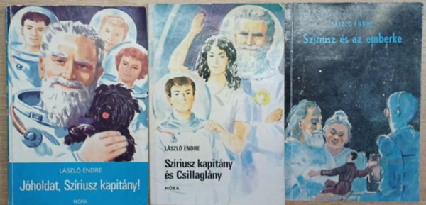 László Endre: 3 db László Endre sci-fi kötet: Jóholdat, Szíriusz kapitány! - Szíriusz kapitány és Csillaglány - Szíriusz és az emberke antikvár