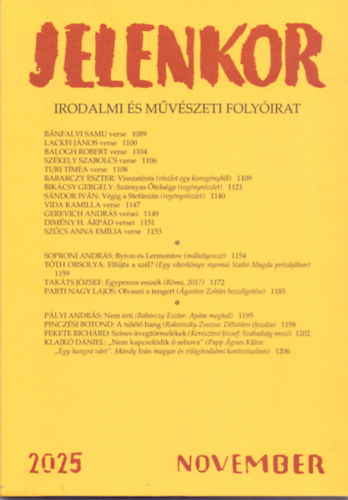 Jelenkor - Irodalmi és művészeti folyóirat - 2025. november könyv