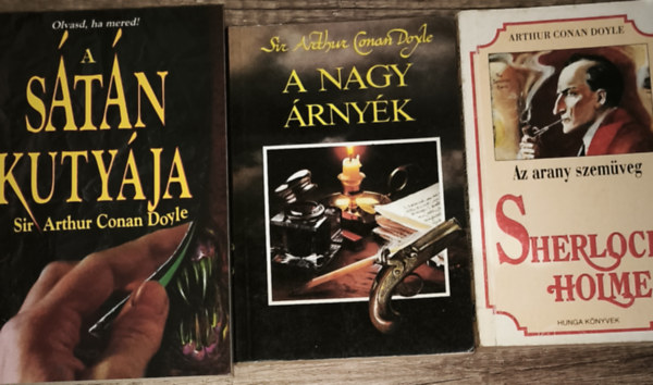 Sir Arthur Conan Doyle: 3db Sir Arthur Conan Doyle mű - Az arany szemüveg, A nagy árnyék, A Sátán kutyája antikvár