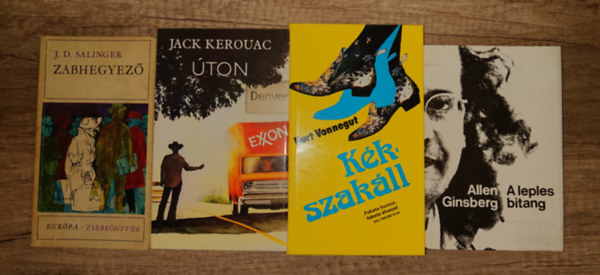 Jack Kerouac, Kurt Vonnegut, J. D. Salinger: 3 kultikus regény a 20. század amerikai irodalmából ajándék Ginsberg versseskötettel: Zabhegyező, Kékszakáll, Úton + A leples bitang antikvár