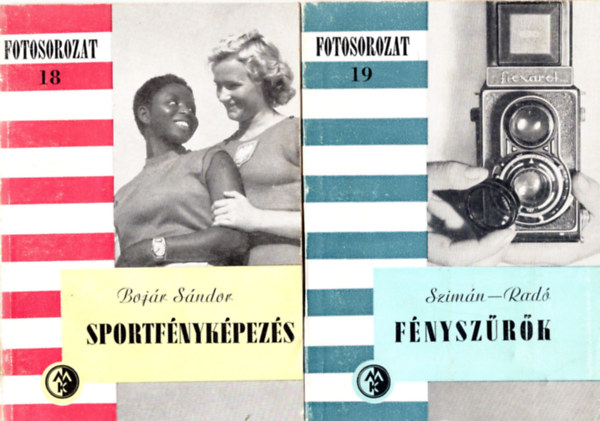 Márer László, Kukorovics Miklós, Jónás Pál, Bojár Sándor, Szimán Oszkár: 5 db Fotós könyv együtt.: 1. Színes fényképezés, 2. Kisfilmes fényképezés, 3. Sportfényképezés, 4. Fényszűrők, 5. Hazai fotopapírok antikvár