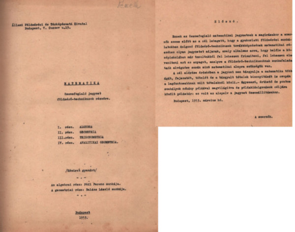 Fédl Ferenc, Balázs László: Földmérő matematika összefoglaló jegyzet földmérő-technikusok részére  könyv