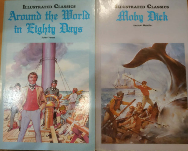 Herman Melville, Jules Verne, Barry Davies: 2 db Illustrated Classic: Around the World in Eighty Days + Moby Dick antikvár