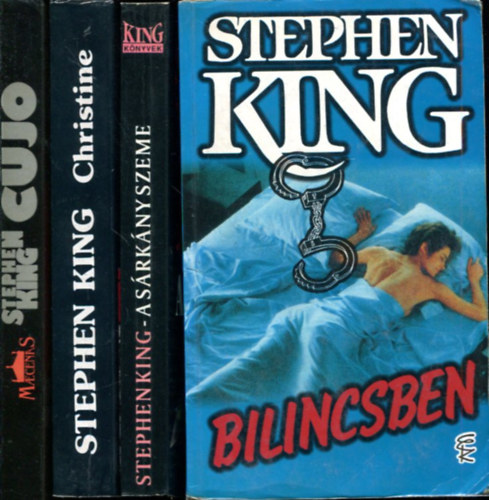 Stephen King: 4 db Stephen King kötet: Christine (1989) - Bilincsben (1994) - Cujo (1989) - A sárkány szeme (1992) antikvár