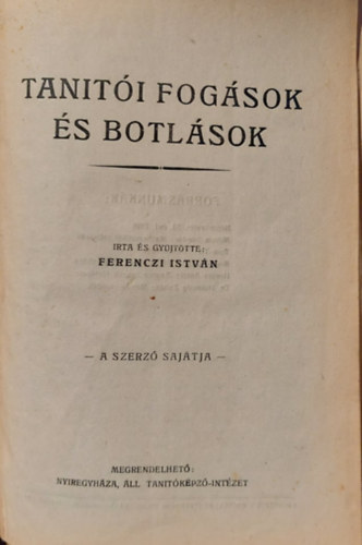 Ferenczi István: Tanitói fogások és botlások antikvár
