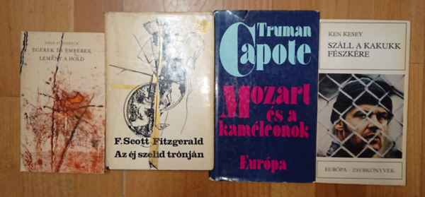 Ken Kesey, Truman Capote, John Steinbeck, F. Scott Fitzgerald: 4 kultkönyv a 20. századi amerikai irodalom javából: Az éj szelíd trónján, Egerek és emberek / Lement a hold, Mozart és a kaméleonok, Száll a kakukk fészkére antikvár