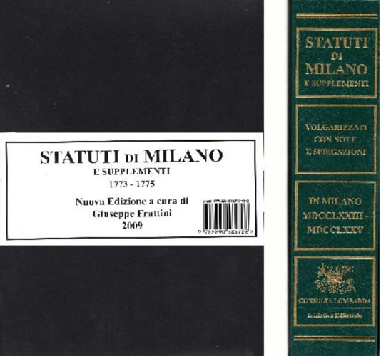 Giuseppe Frattini: Statuti di Milano e supplementi. 1773 - 1775. antikvár