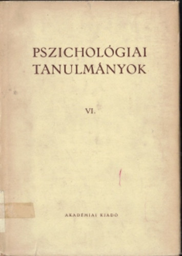 Dr. Gegesi Kiss Pál: Pszichológiai tanulmányok VI. antikvár