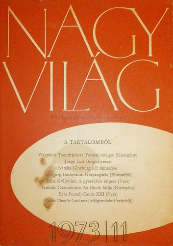 Kardos László (szerk.): Nagyvilág XVIII. évfolyam 11. szám könyv