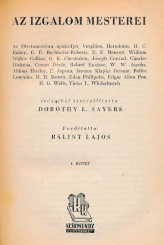 Dorothy L. (szerk.) Sayers: Az izgalom mesterei I. antikvár