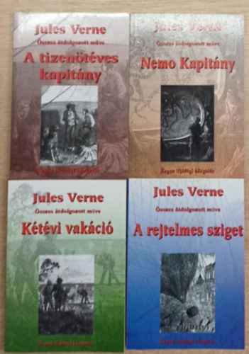 Jules Verne: 4 db Jules Verne kötet: A tizenötéves kapitány - Nemo kapitány - Kétévi vakáció - A rejtelmes sziget antikvár