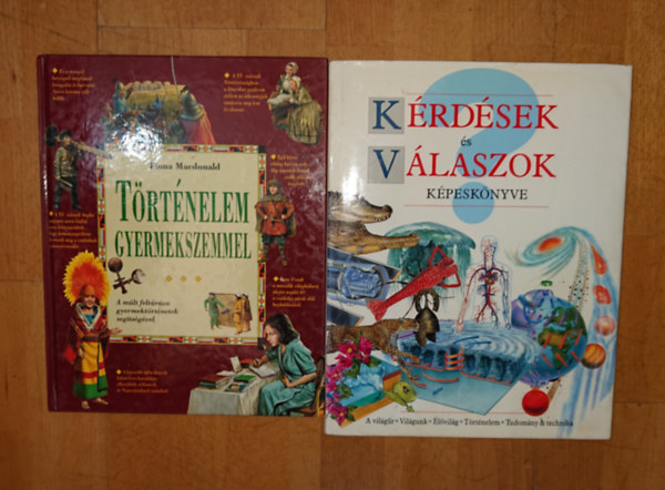 Fiona MacDonald: 2 hasznos könyv kíváncsi gyerekeknek: Történelem gyermekszemmel, Kérdések és válaszok képeskönyve antikvár
