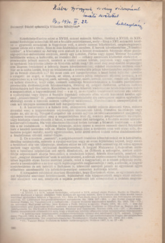Sziklay László: Berzsenyi Dániel episztolája Vitkovics Mihályhoz. (Különlenyomat az Irodalomtörténeti Közlemények 1969. évi 5. számából.) - Dedikált antikvár