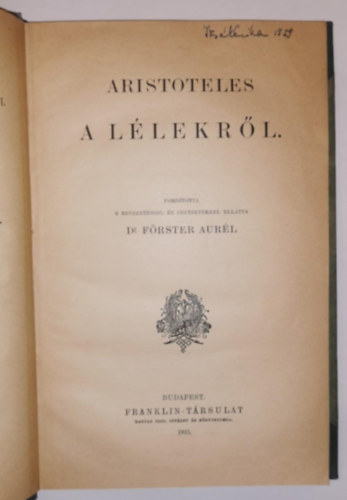 Aristoteles: Aristoteles a lélekről antikvár