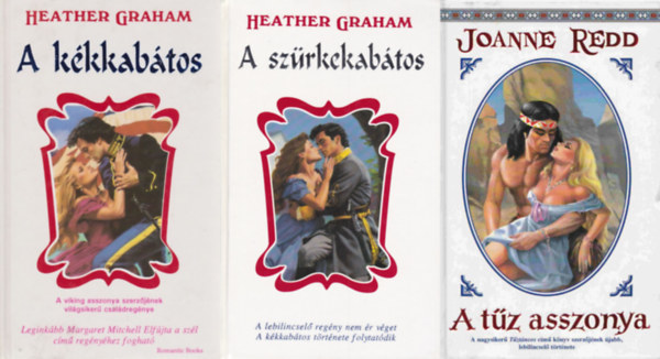 Heather Graham, Joanne Redd: 3 db történelmi romantikus regény: A kékkabátos + A szürkekabátos + A tűz asszonya antikvár