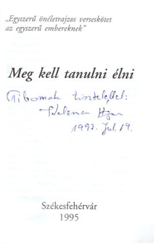 Kelemen Ágnes: Meg kell tanulni élni -versek antikvár