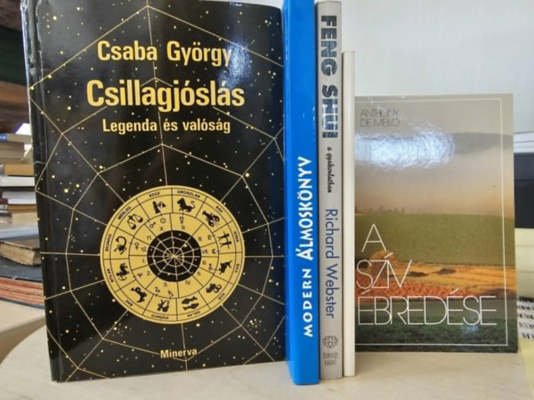 Csaba György, Richard Webster, Anthony De Mello, Jen Van Guy: 5db ezoterikus kötet: Csillagjóslás+ Modern álmoskönyv+ Feng Shui a gyakorlatban+ A szív ébredése+ Beszél a kéz antikvár