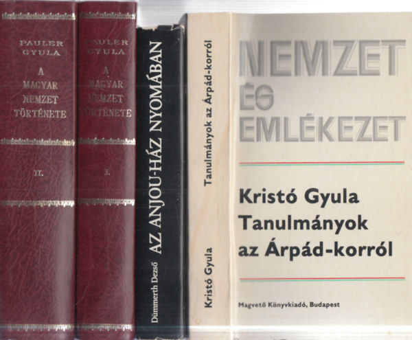 Kristó Gyula, Dümmerth Dezső, Pauler Gyula: 3 db. magyar történelem 4 kötetben (Tanulmányok az Árpád-korról + Az Anjou-ház nyomában + A magyar nemzet története az Árpádházi királyok alatt I-II.) antikvár