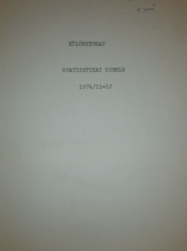 Perjés Géza: Statisztikai szemle 1974/11-12 (Különlenyomat) könyv