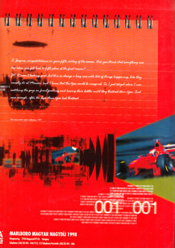 Forma-1 Hungaroring 1998 (Hivatalos sajtóanyag, akkreditált újságírók részére A4-es mappában, könyvárusi forgalomba nem került) antikvár