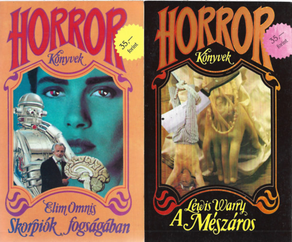 2 db Horror könyvek, Elim Omnis: Skorpiók fogságában, Lewis Warry, A mészáros antikvár