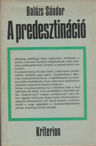 Balázs Sándor: A predesztináció antikvár