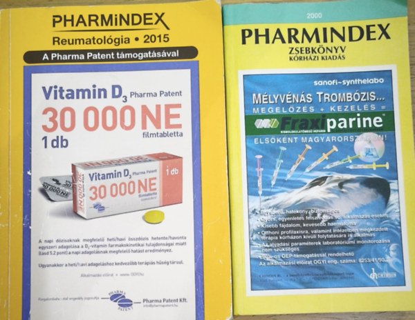 2db kötet a Pharmindex sorozatból - Pharmindex zsebkönyv 2000-Kórházi kiadás, Pharmindex-Reumatológia 2015 antikvár