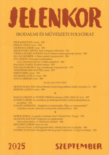 Jelenkor - Irodalmi és művészeti folyóirat - 2025. szeptember könyv