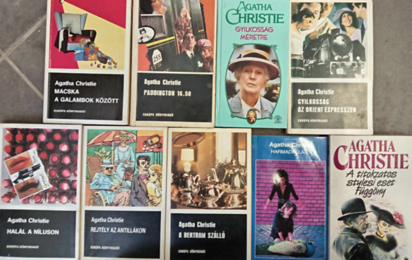 Agatha Christie: (9db) Agatha Christie könyvcsomag: Macska a galambok között / Paddington 16.50 / Gyilkosság méretre / Gyilkosság az Orient Expresszen / Halál a níluson / Rejtély az Antillákon / A bertram szálló / Harmadik lány / A titokzatos Stylesi eset-függöny antikvár