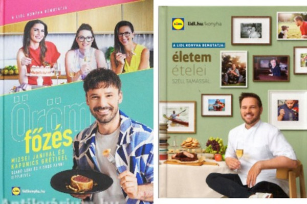2 db a Lidl konyha bemutatja sorozatból: Örömfőzés Mizsei Janival és Kapunics Grétivel+Életem ételei Széll Tamással antikvár