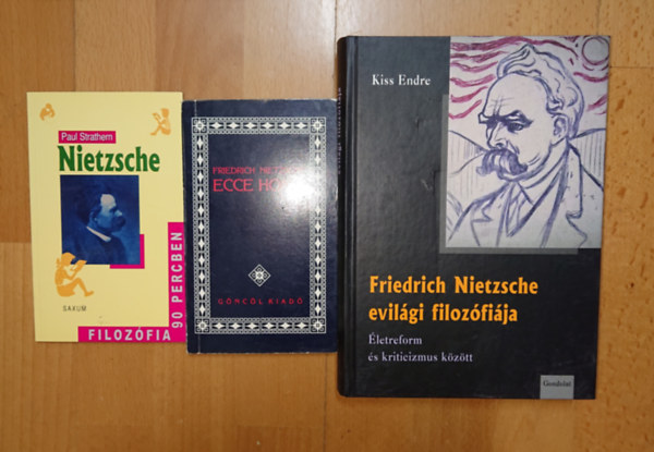 Friedrich Nietzsche, Kiss Endre, Paul Strathern: 2 könyv Nietzschéről + 1 tőle: Friedrich Nietzsche evilági filozófiája, Nietzsche (Filozófia 90 percben) + Ecce Homo antikvár