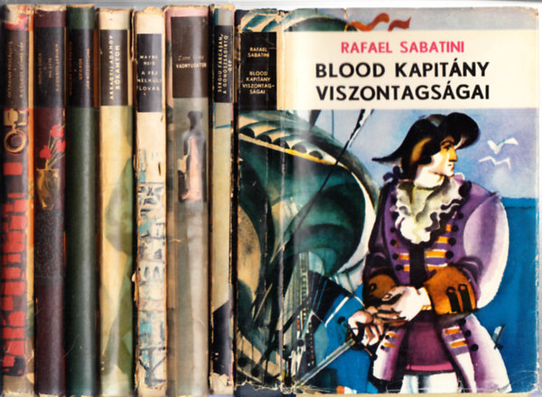 Rafael Sabatini, Sergiu Farcasan, Zane Grey, Mayne Reid, Arkagyij Adamov, Nicolae Stefanescu, Remus Luca, Octavian Pascaluta: 8 db.kalandregény: Blood kapitány viszontagságai + A gonoszságirtó gép + Vadnyugaton + A fej nélküli lovas + Rókanyom + Gyilkos jár közöttünk + Ma este a gyilkos lebukik + A gyilkos színre lép antikvár