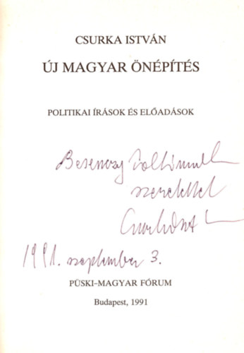 Csurka István: Új magyar önépítés (dedikált) - Dedikált antikvár