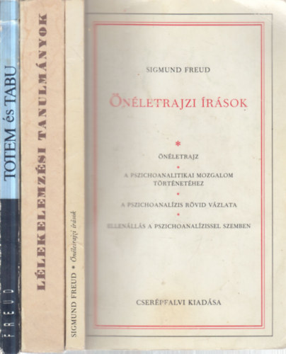 Sigmund Freud: 3 db. pszichológia (Önéletrajzi írások + Lélekelemzési tanulmányok + Totem és tabu) antikvár
