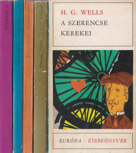 H. G: Wells, William Golding, Roald Dahl, Alan Sillitoe, John Berger: 5 db. Európa zsebkönyv: A szerencse kerekei - A torony/A piramis - Szuprpempő - A rongyszedő lánya - G. antikvár