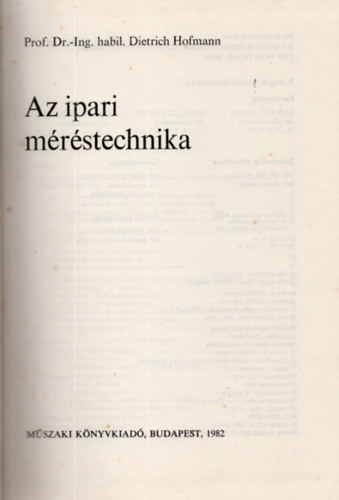 D. Hofmann: Az ipari méréstechnika antikvár