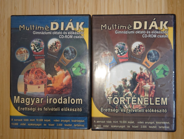 2 CD-ROM érettségire készülőknek: Multimédiák - Történelem érettségi és felvételi előkészítő, Multimédiák - Magyar irodalom érettségi és felvételi előkészítő, antikvár