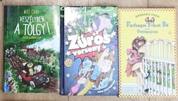 Mikó Csaba, Szabó Zsolt, Barbara Park: 3db kortárs ifjúsági regény - Furfangos Fruzsi Bé és az Öcsimajom, Zűrös verseny, Veszélyben a tölgy! antikvár