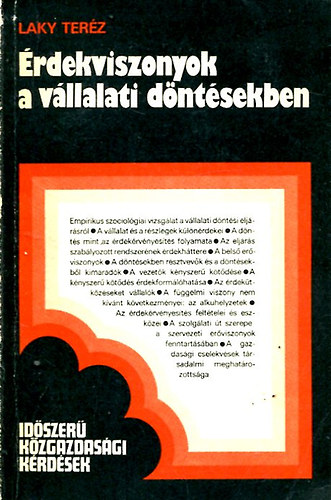 Laky Teréz: Érdekviszonyok a vállalati döntésekben antikvár